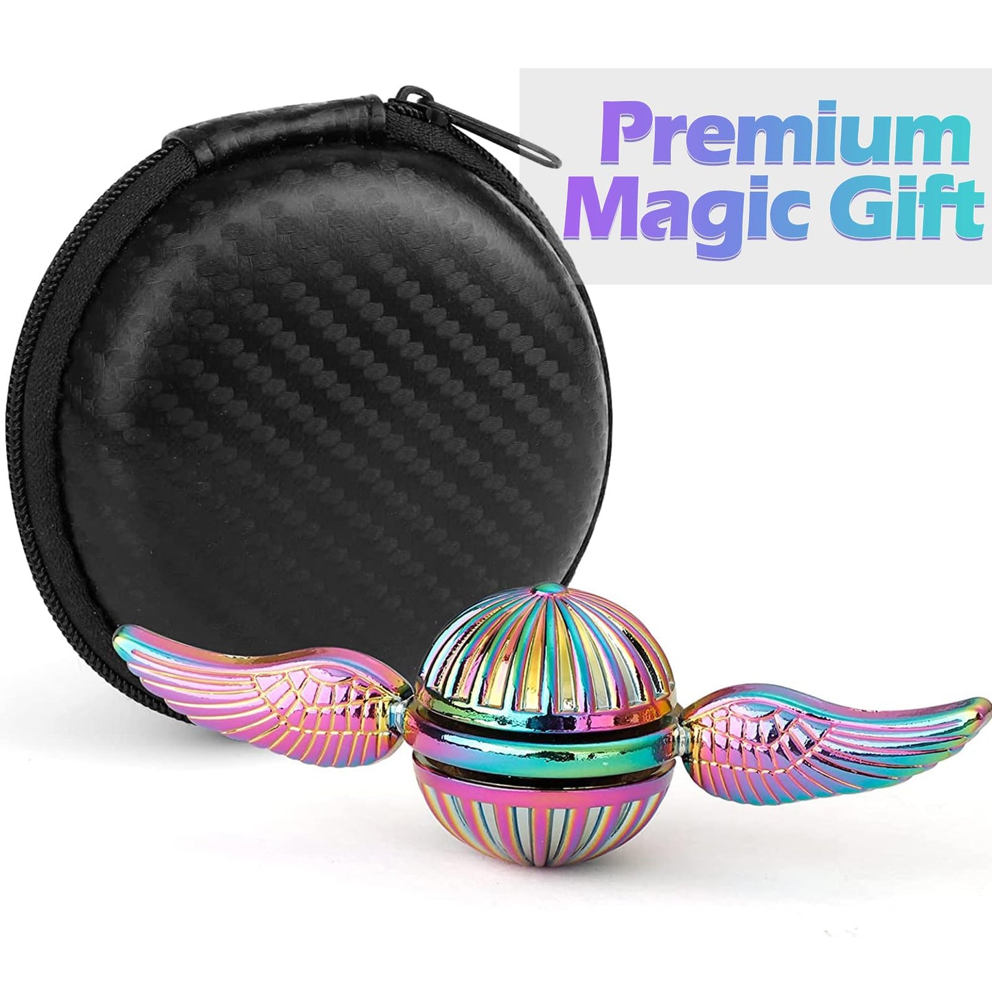 Rainbow Fidget Sphere Spinner Metal For Kids Adults, Edc Desk Toy Wings Finger Hand Spinner Spinning Toys Christmas Birthday Gifts For Boys Girls Stress Relief Anti-Anxiety Novelty Prize