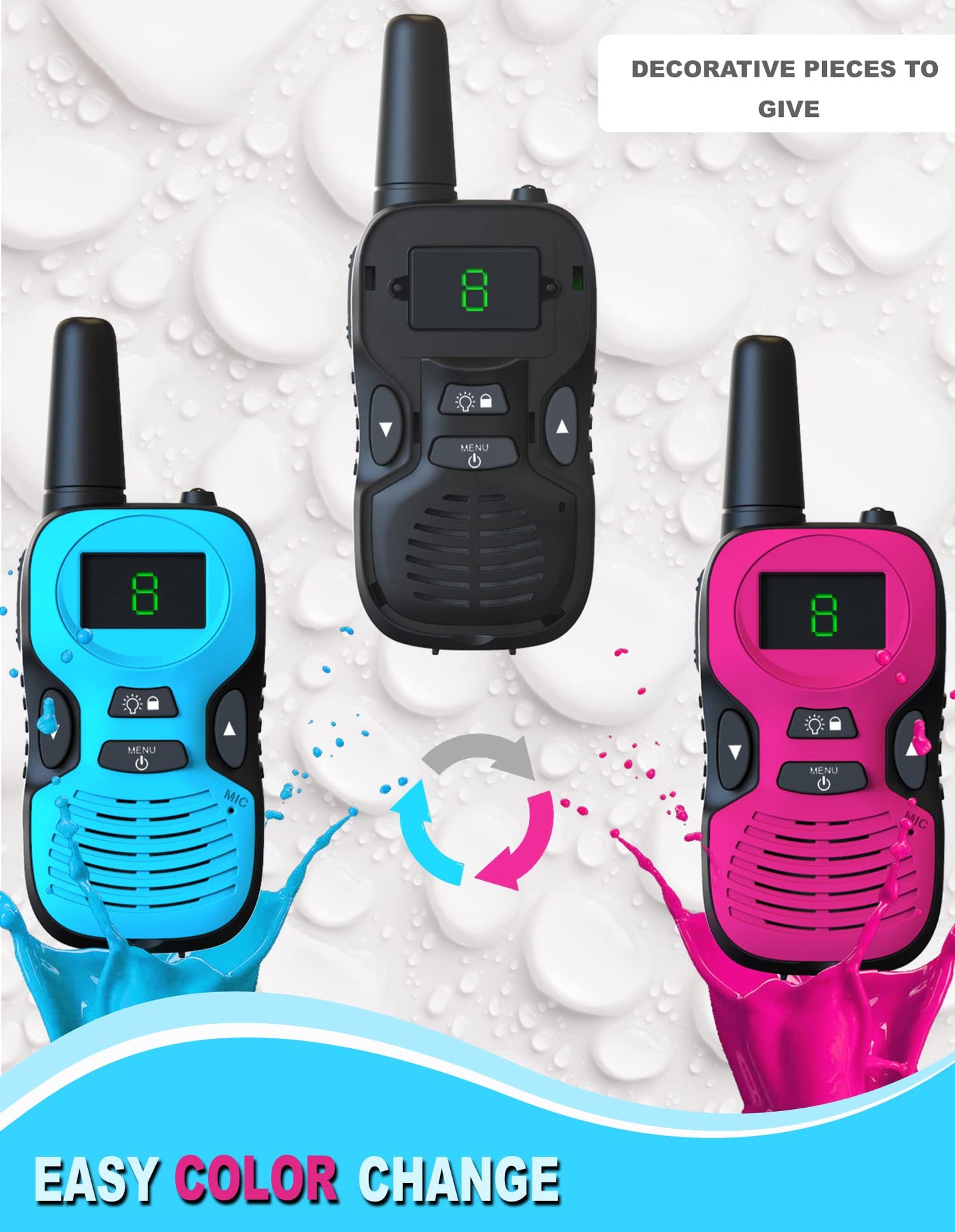 Walkie Talkies For Kids Rechargeable 2 Pack: Walkie-Talkies For Kids - Walky Talky For Kids - Long Range Outdoor, Hiking, Camping Toys For 3-12 Year Old Girls Boys Gifts Christmas Games