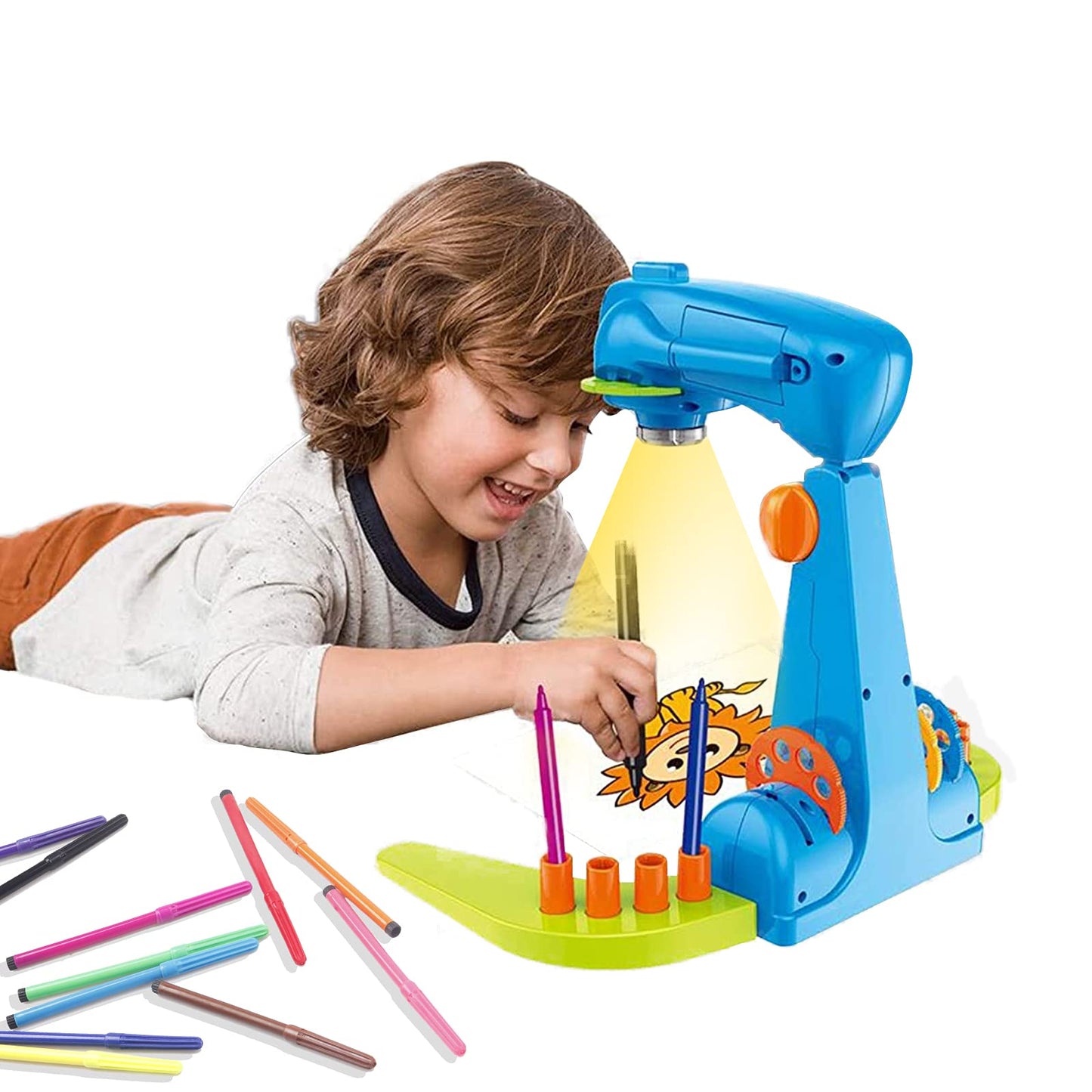 Imireux Projector Drawing For Kids,Smart Projector Draw Sketch Toy,With 32Cartoon Patters And 12Color Brushes For Children Learn