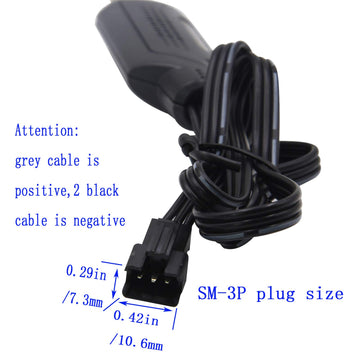 Blomiky 2 Pack 7.4V SM-3P USB Charger Cable for 7.4V 1300mAh Li-ion Battery with SM-3P Plug / 7.4V SM-3P 2