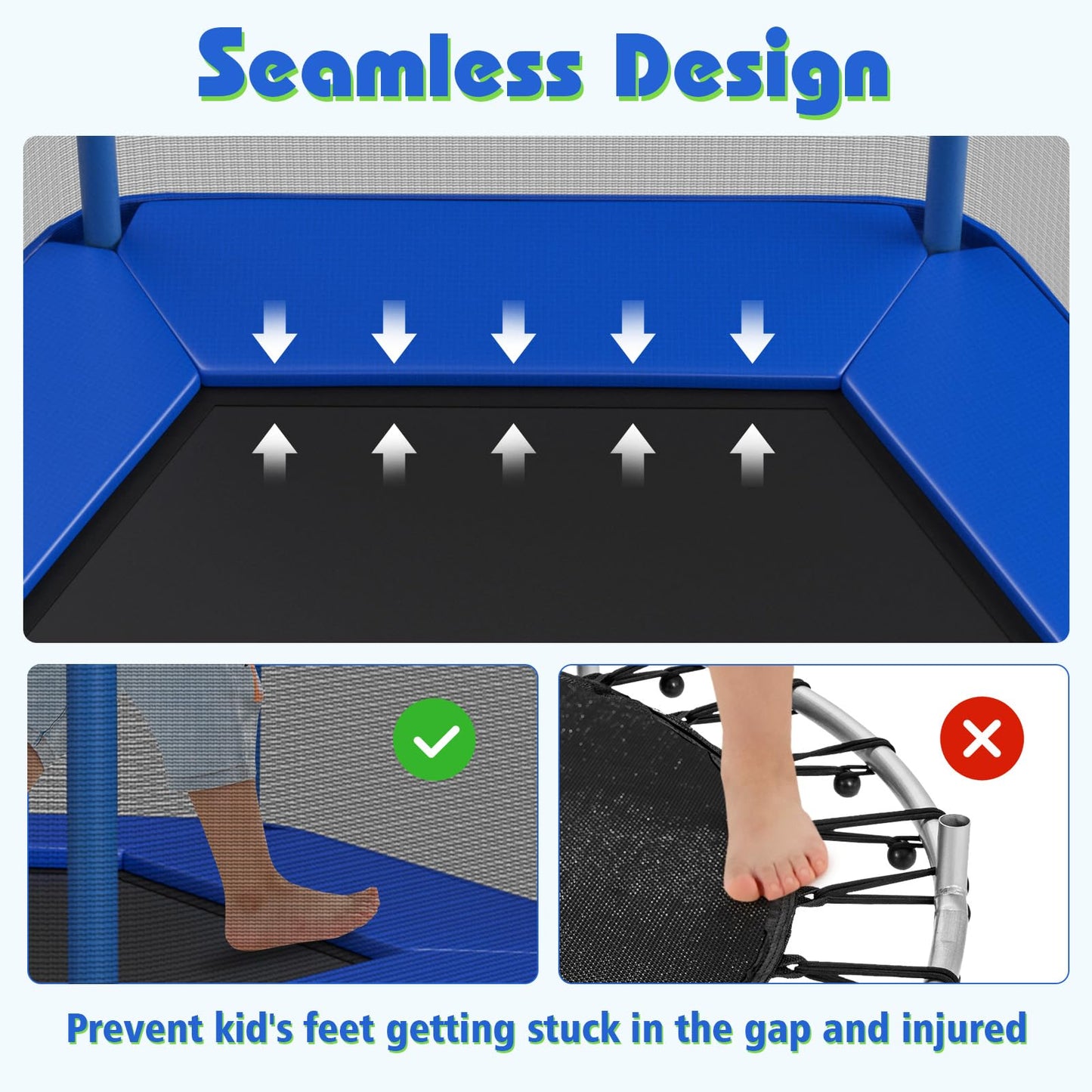 Goplus 7Ft Trampoline For Kids, Astm Approved Trampoline With Enclosure Net, Safety Pad, Galvanized Steel Frame, Heavy Duty Recreational Toddler Trampoline For Boys Girls Outdoor Indoor (Blue&Green)