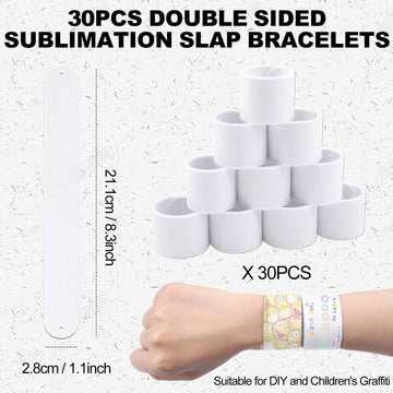 Cevhzoe 30Pcs Sublimation Slap Bracelets Blank, Slap Bracelets Wristbands for Sunday School Supplies Kids Gifts Birthday Party F