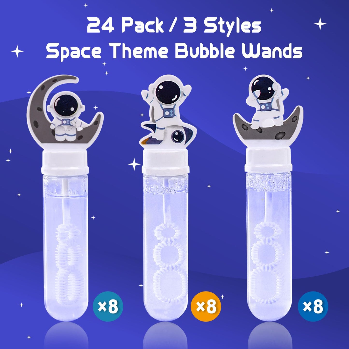 Joyypop 24 Pack Mini Bubble Wands For Kids Space Party Favors Astronaut Bubble Wands Summer Gifts For Boys Girls Space Theme Birthday Party