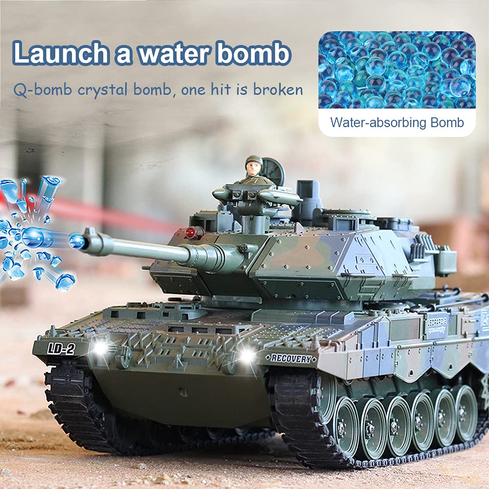 Fistone RC Tanks with Bullet Launch Function 1:18 Scale German Leopard Army 2.4G Remote Control Tank Toys for Kids Boys Girls