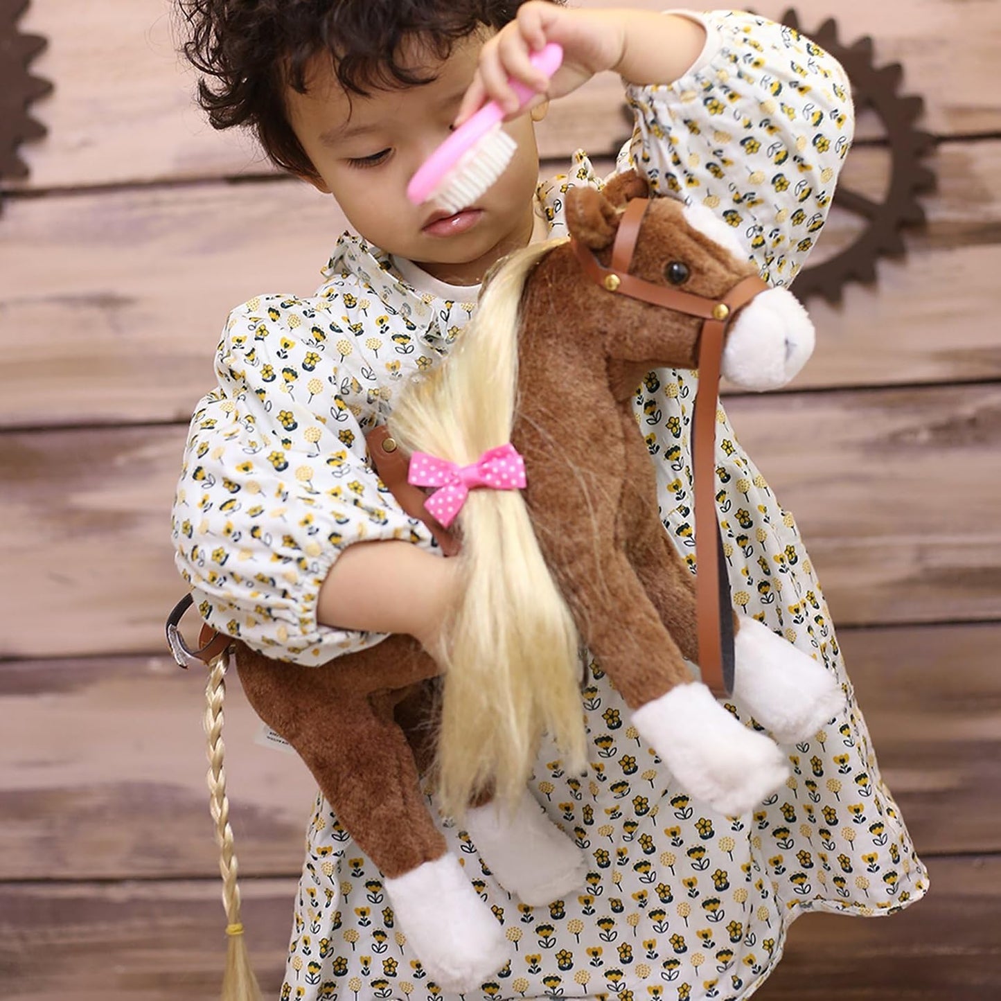 Hollyhome Horse Stuffed Animal Cute Pony Plush Pretend Play Horse Toys For Girls 11 Inches Brown
