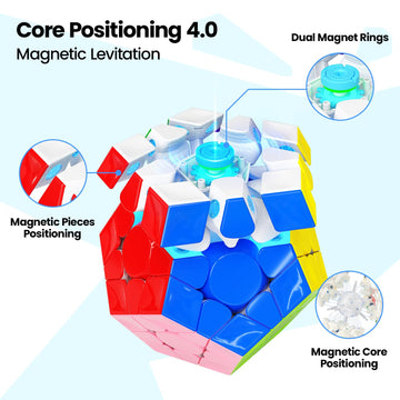 Gan Megaminx Maglev, Pentagonal Magnetic Speed Cube 160 Magnets, 36 Customizable Hand Feels, 90° Corner Cutting, Stickerless Puzzle Stem 3D Toy For Kids Beginners Practice, Uv Coated-Black Base