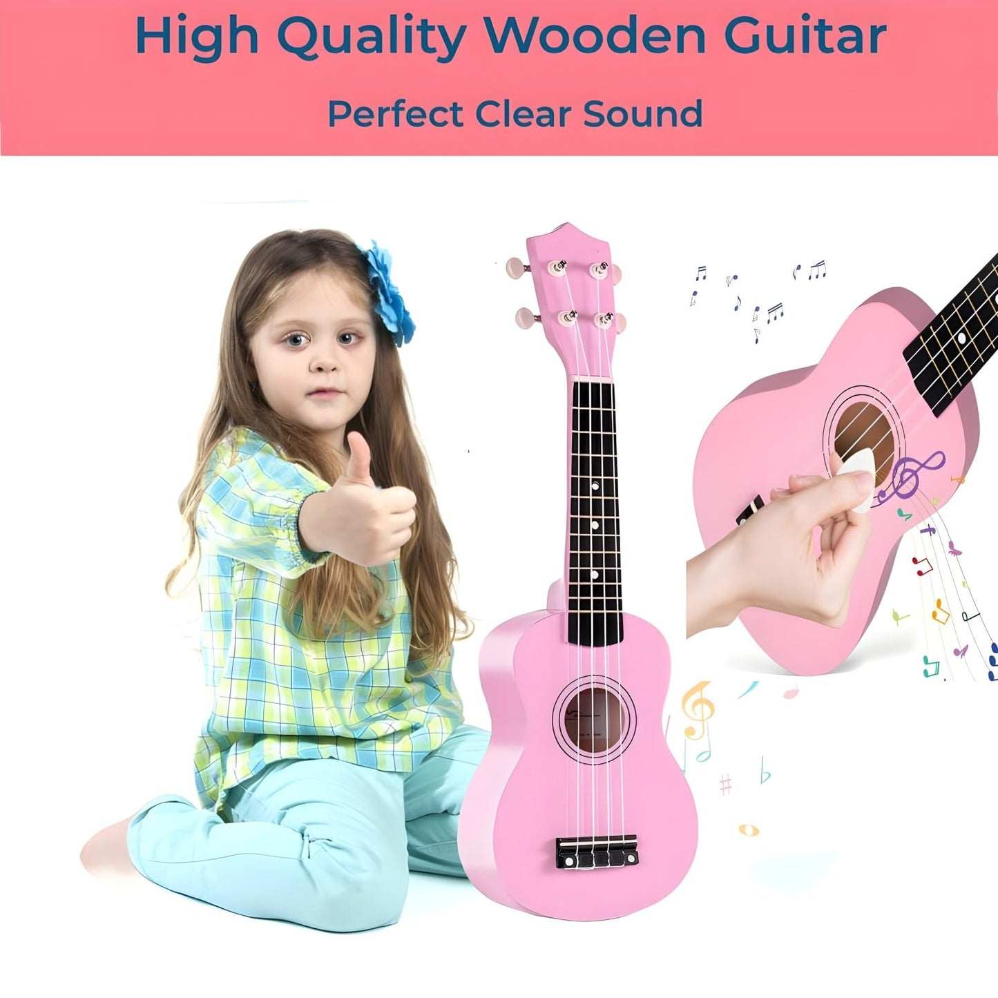 Kids Guitar Acoustic, Jakeloo 21 Inch Wooden Acoustic Guitar For Toddler Guitar Toy Childrens Guitar Musical Toy Instruments Ide