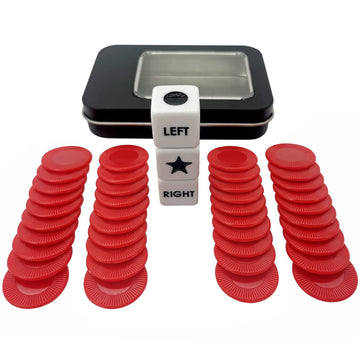 Ahoper Left Right Center Dice Game Prime Set With 3 Dices + 40 Chips (Red)