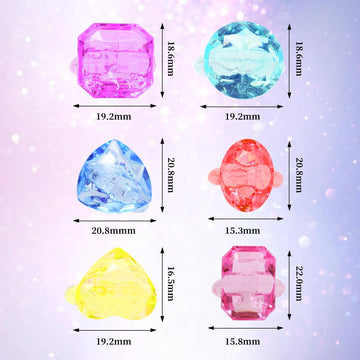 100 Pcs Gem Rings Toys for Kids, Bulk Toys Diamond Ring Party Favors for Boys Girls Toddlers, Colorful Princess Ring Dress Up Ac