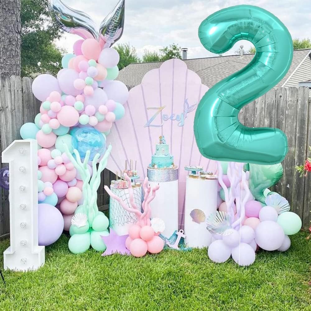 Toniful 40 Inch Large Teal Blue Number 24 Balloons Giant Digital 24 Or 42 Helium Balloons, Foil Mylar Big Number Balloons For 24
