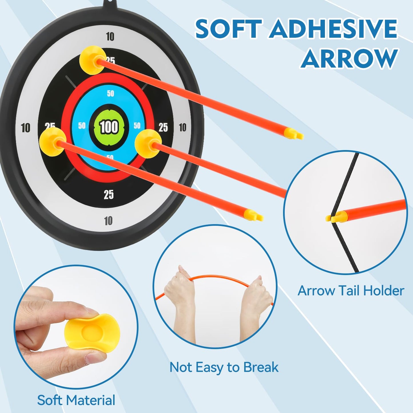 Yanlly Kids Bow And Arrow Set, Led Light Up Archery Toys Set For Kids Ages 4-8 8-12, With 10 Suction Cup Arrows, Target & Quiver