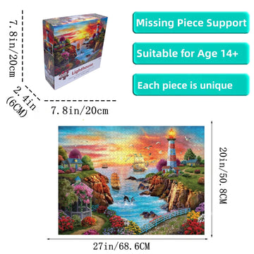 Lztangguo Jigsaw Puzzles 1000 Pieces Puzzles For Adults, Sea Lighthouse Toys, 27X20 Unique Difficult And Challenge Large Puzzle