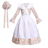Mikan Tsumiki Colonial Costume Girls Pioneer Dress Prairie Dresses Girl Floral Pilgrim Outfit With Sailor Collar, Beige, Small
