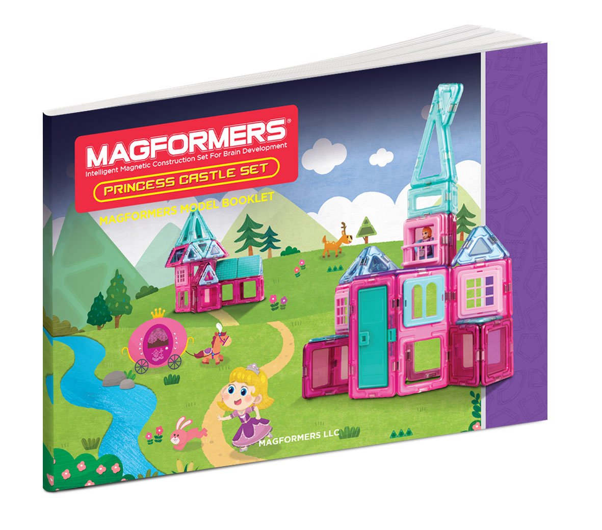 Magformers Princess Castle 78 Pieces Pink And Purple Colors, Educational Magnetic Geometric Shapes Tiles Building Stem Toy Set A