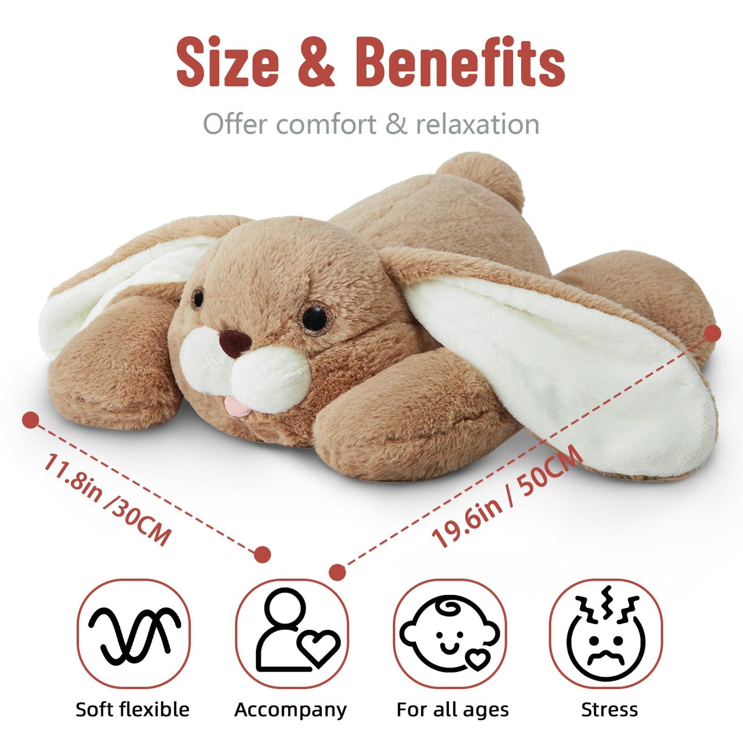 Niuniu Daddy 20'' | 3.3 Pound Bunny Weighted Stuffed Animals for Kids Adults, Soft Rabbit Plush Animal Calming Toys for Sleeping
