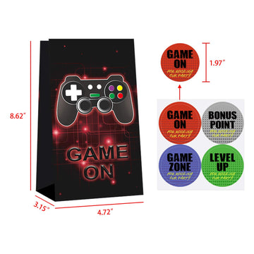 MOAXMOA 24 Pieces Video Game Party Candy Bags 4 Designs Goodie Bags for Themed Birthday Party Kids Party Favors Supplies with 24