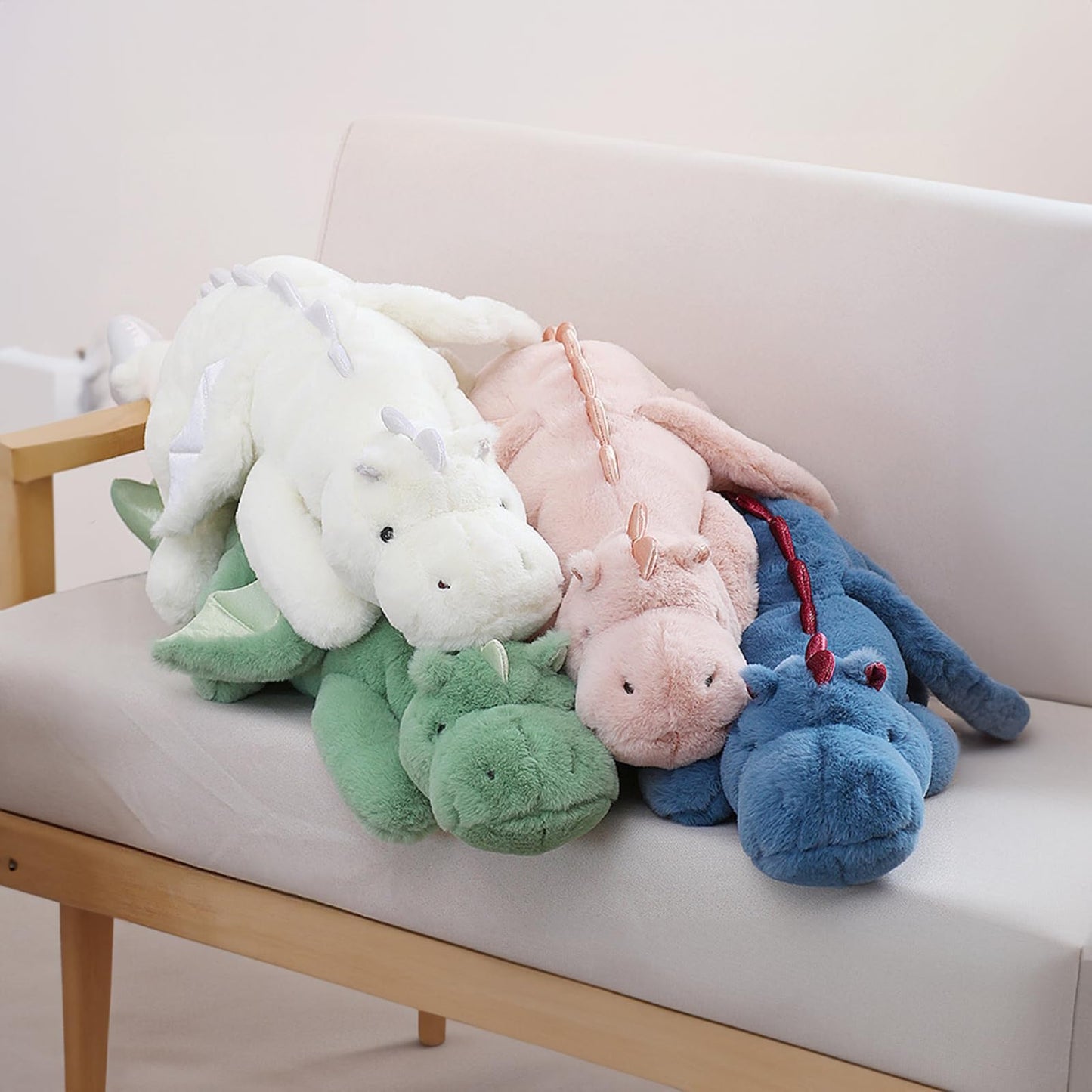 YOUBLEK 40In Plush Dragon - 2Lb Weighted Stuffed Dinosaur Toy, Cute Pink Gift for Kids & Adults