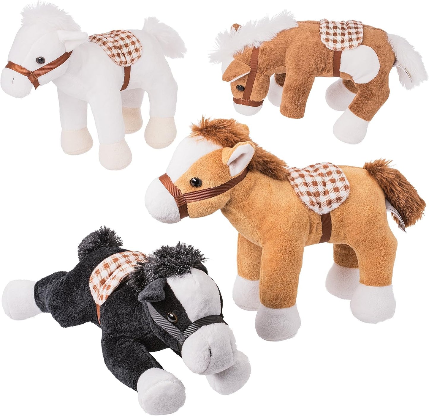 Prextex Plush Farm House With Soft And Cuddly 5' Plush Horses, Farm Boy, And Farm House Barn House Carry Along Case
