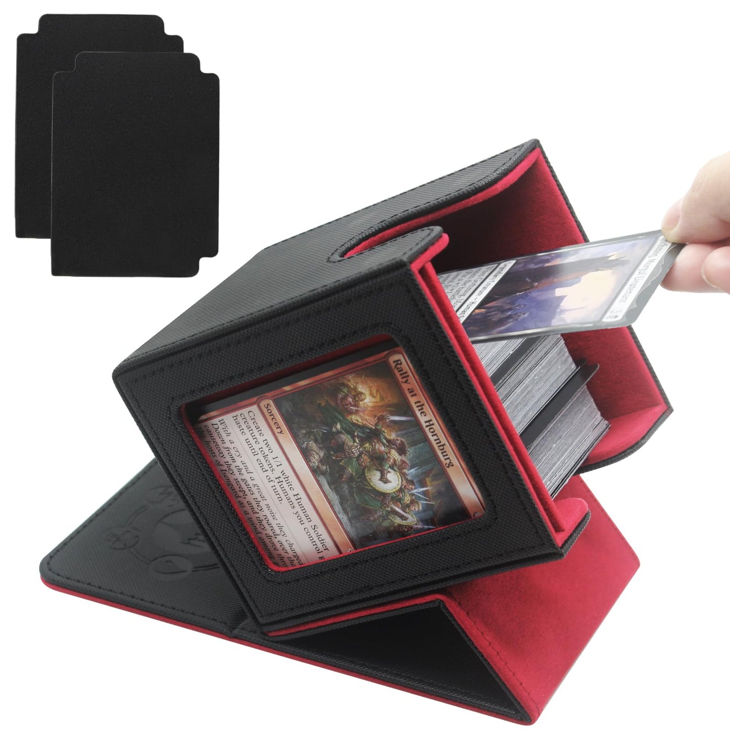 Mtg Deck Box For Commander Display,Card Deck Box Holds 100 Double Sleeved Cards, Pu Leather Trading Card Storage Box For Tcg Wit