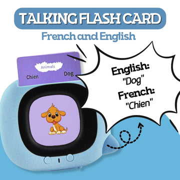 Zeenkind French & English Talking Flash Cards With 224 Sight Words For Toddlers 2 3 4 5 6 Years Old, Learn French For Kids, Audio Pocket Speech Early Learning Bilingual Flashcard Toys, 112 Cards