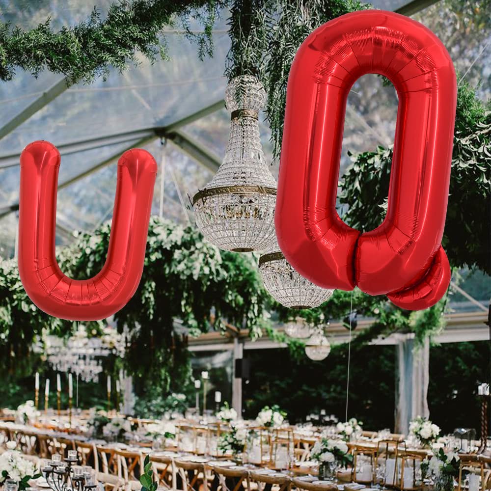 Toniful 40 Inch Large Bright Red Letter Balloons A-Z, Giant Jumbo Helium Foil Mylar Big Letter U Balloons For Birthday Party Ann
