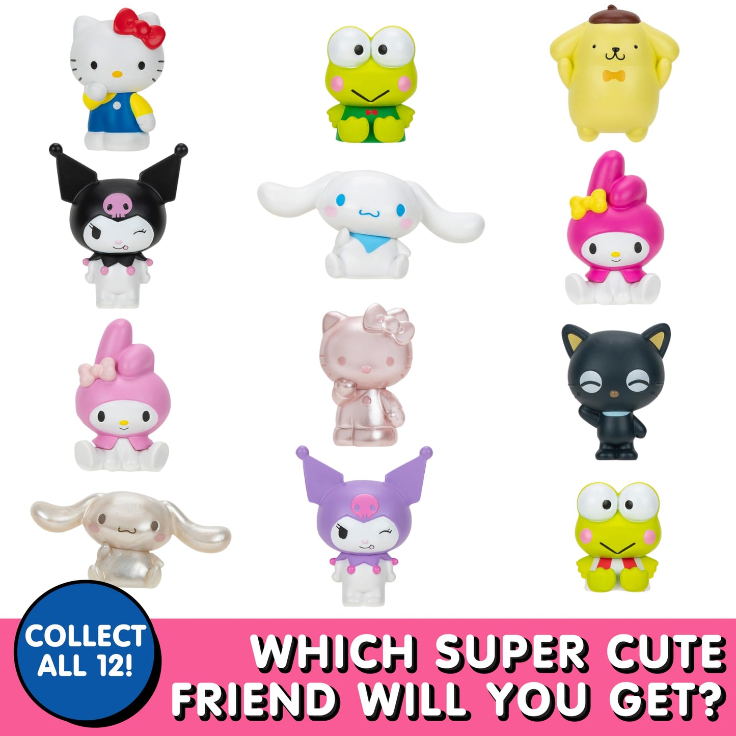 Hello Kitty And Friends Mystery Blind Box, Single - Series 1 - Collectible Sanrio Mini 2' Figure Mystery Toy - Styles May Vary - Easter Basket Stuffer Gift For Kids, Girls, Boys - 6+