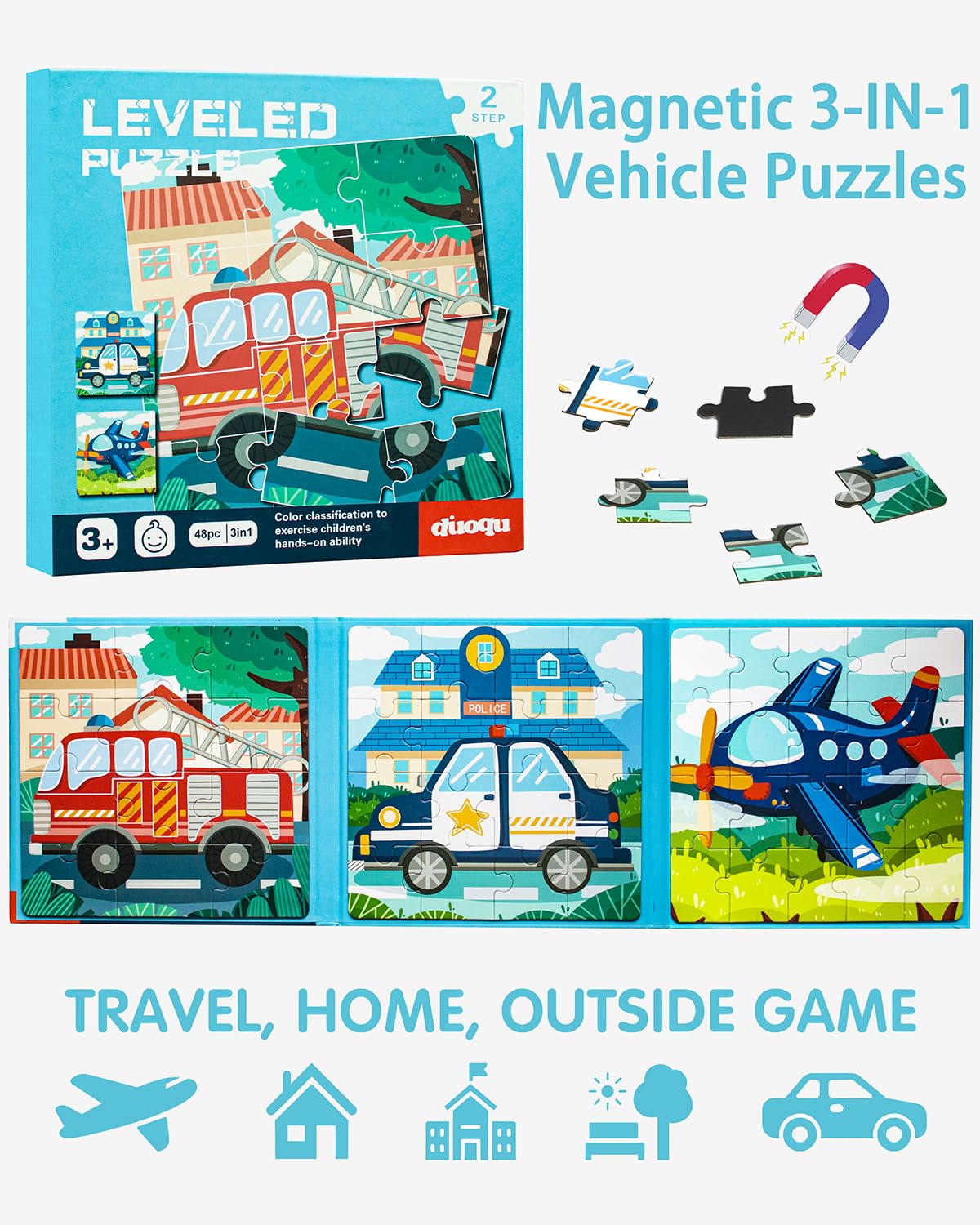 Magnetic Puzzles For Kids 2-4, Travel Puzzles Games For Kids Ages 3-5, Jigsaw Puzzle Book Activities Toy For Kids Boys Girls Age