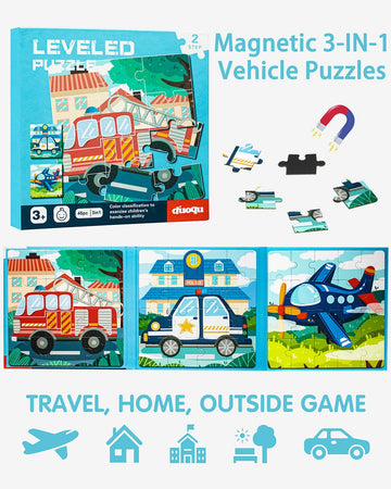 Magnetic Puzzles For Kids Ages 4-8, 3 In 1 Magnet Jigsaw Puzzle Book, Kids Travel Puzzles Car Road Trip Activities Toys, Learnin