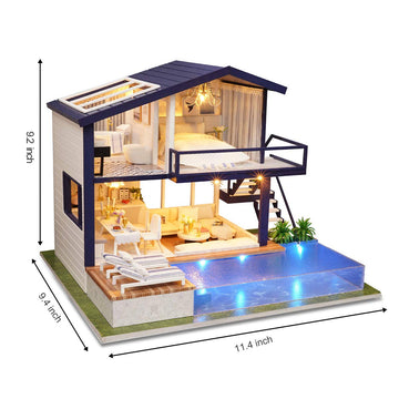 GuDoQi Miniature Dollhouse Kit, 1:24 Scale Wooden Tiny House with Music, Time Apartment Design, Perfect Birthday or Christmas Gift