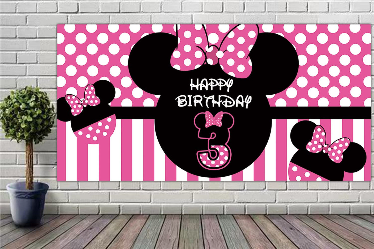 Minnie Mouse 3Rd Birthday Backdrop, Minnie Mouse 3Rd Birthday Banner Party Supplies, Minnie Mouse 3Rd Birthday Decorations, Thir