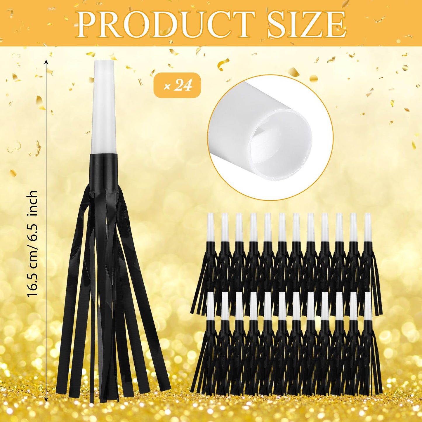 Hollowfly 48 Pack Party Noisemakers New Years Eve Party Supplies Include 24 7.5 Inch Large Hand Clappers 24 Blowers Whistle for