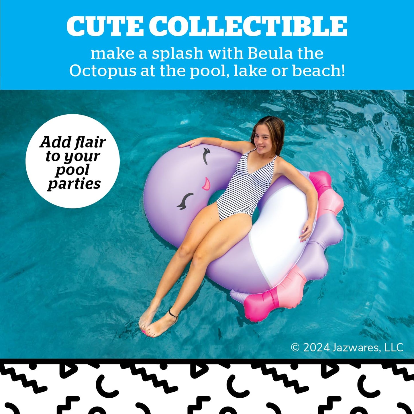 Bigmouth X Squishmallows Original Large Inflatable Pool Float, Swim Ring For Adults And Kids, Pool Party Supplies & Water Toys - Beula The Octopus