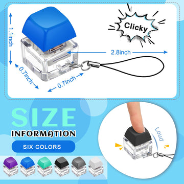 Taiyin 6 Pcs Keyboard Fidget Toy Fidget Clicker Keyboard Keychain Decompression Toys Button Stress Relief Gifts for mature-themed to Relief Stress Pass The Time(Simple Colors)