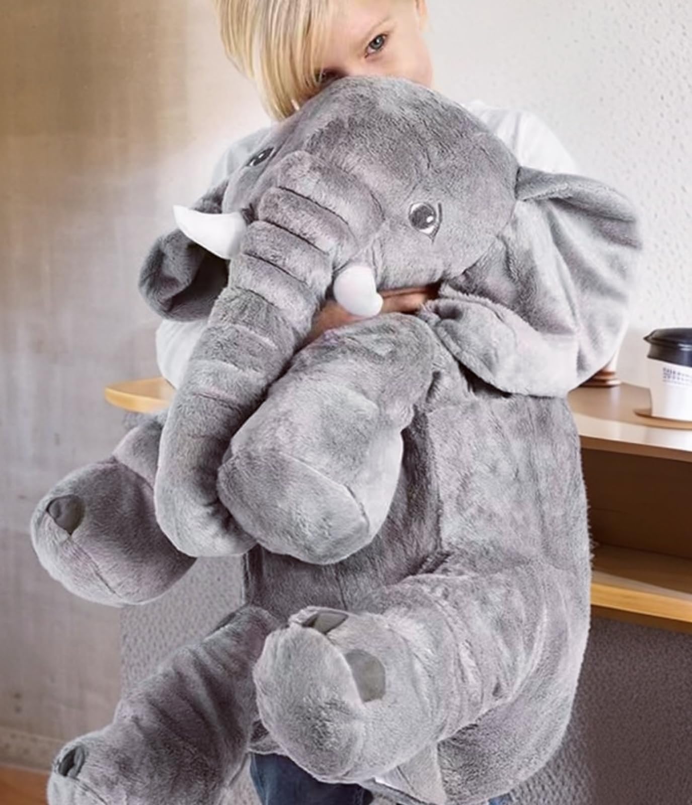 Ryttir 24 Inch Gray Fuzzy Elephant Stuffed Animal, Soft Cotton Plush Toy for Kids, Perfect Gift for Boys and Girls