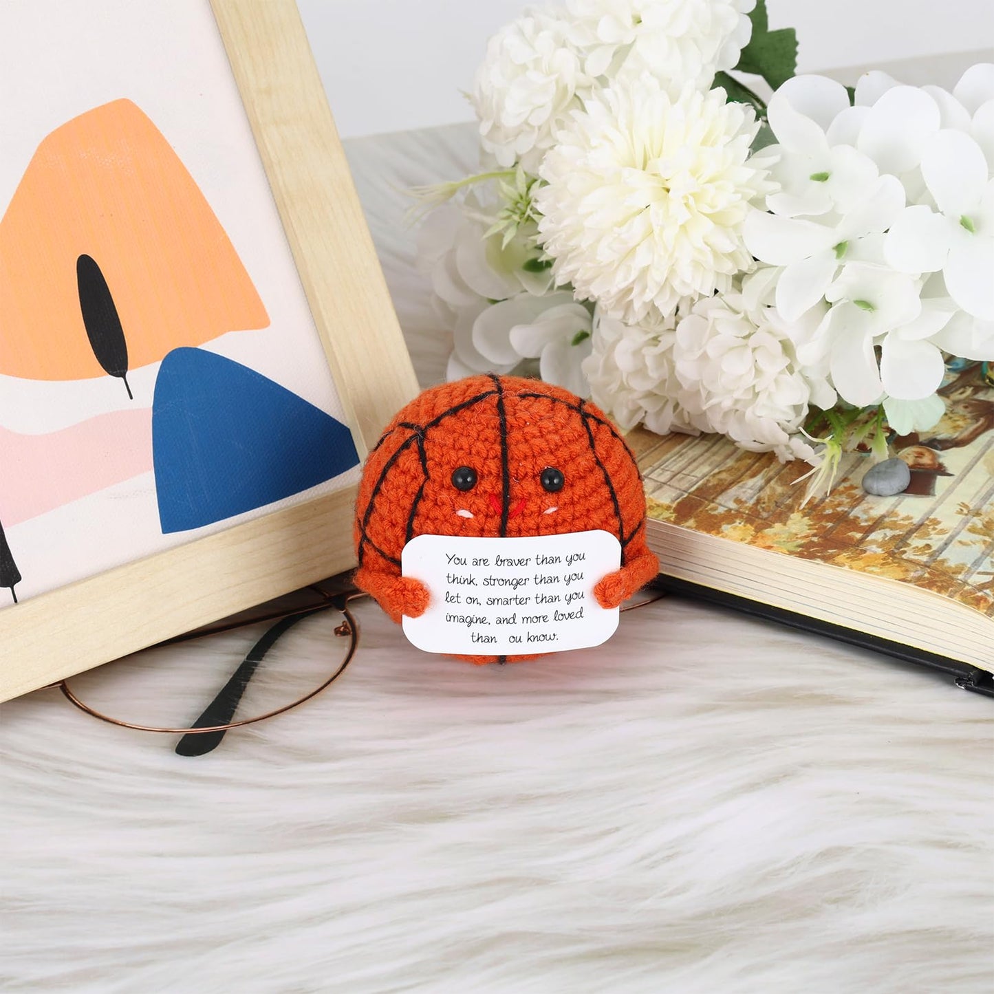 Lestp Funny Gifts Women Positive Basketball Emotional Support Crochet Nuggets Pickle Plush Partner Cute Birthday Gift Gag Metal