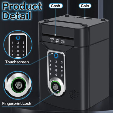 Fingerprint Piggy Bank For Kids, Touchscreen Money Bank Toys For 4 5 6 7 8 9 10 11 12 13 Year Old Boys Gift Ideas, Electronic Mo