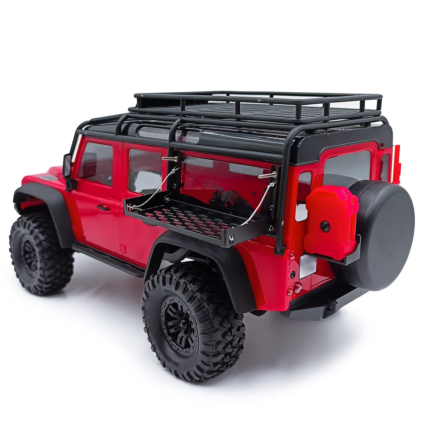 SWX Simulation Stainless Open Cover Folding Camping Table Board for TRX4M Defender 1-18 RC Crawler Car Upgrade Parts