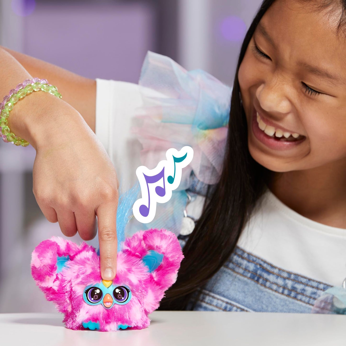 Furby Furblets Dah-Tee Mini Friend, 45+ Sounds, Country Music, Speaks Only Furbish, Electronic Plush Toys For Girls & Boys, Interactive Pets, Pink Polka Dot, 6+