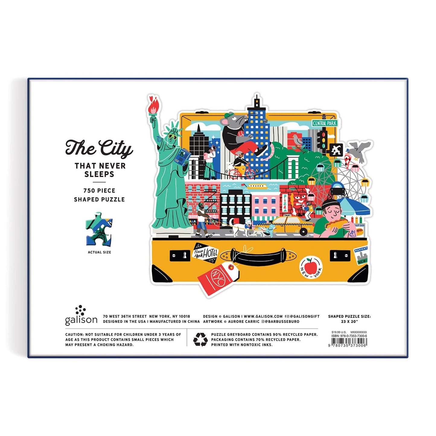 Galison The City That Never Sleeps 750 Piece Shaped Puzzle - New York City Themed Shaped Jigsaw Puzzle For Adults, Thick And Stu