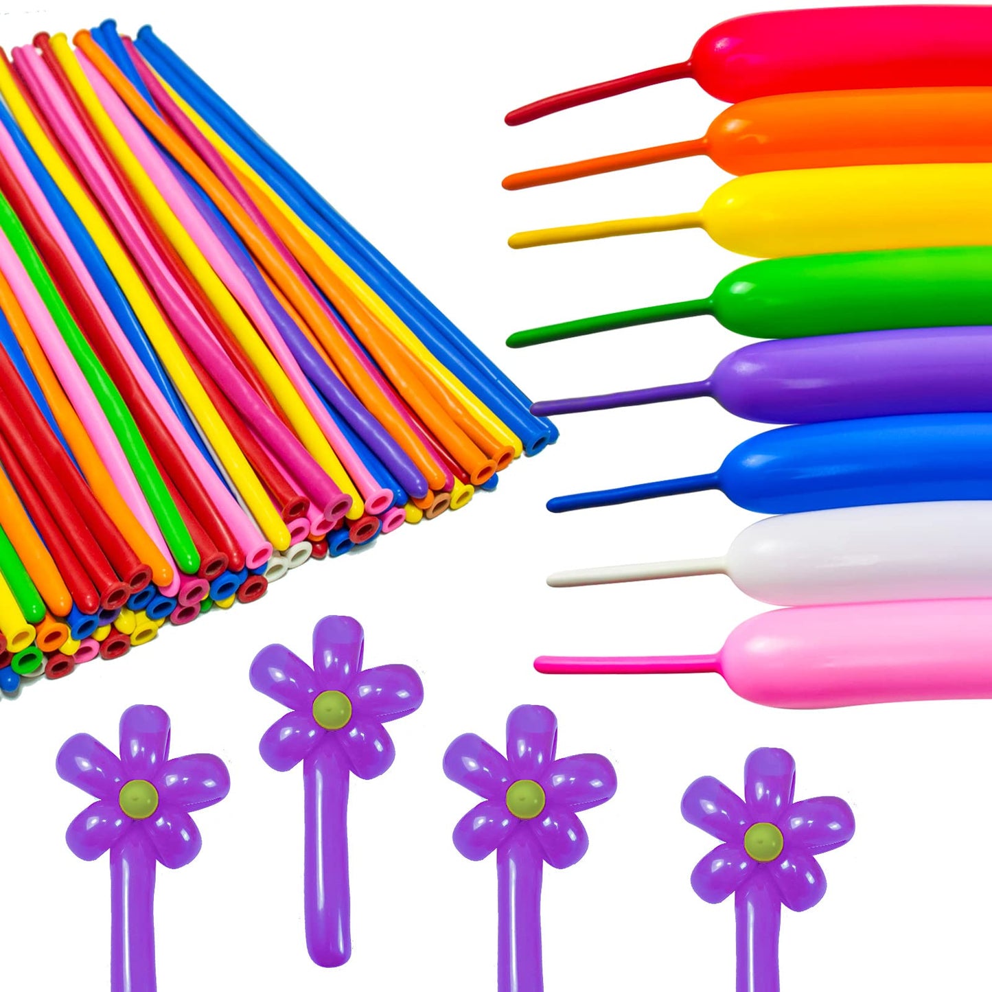 ASIYUHY Purple 260 Balloons - 100 Pack Thickening Latex Twisting Balloons for Birthday, Wedding, and Party Decorations