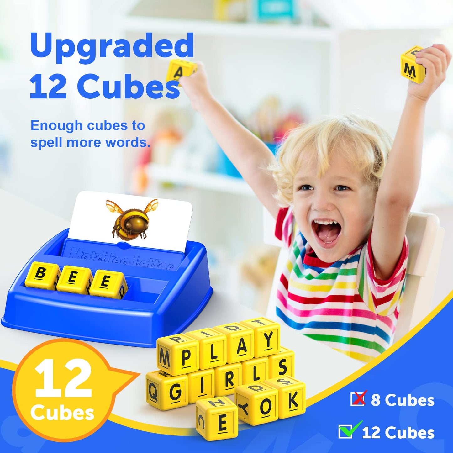 Easter Basket Stuffer Learning Games For Kids Ages 3-8, Matching Letter Game For Kids Toys Ages 3-8 Educational Toys For 3-8 Year Olds Boys Girls Birthday Party Gifts For 3-8 Year Olds Boys Girls Blue
