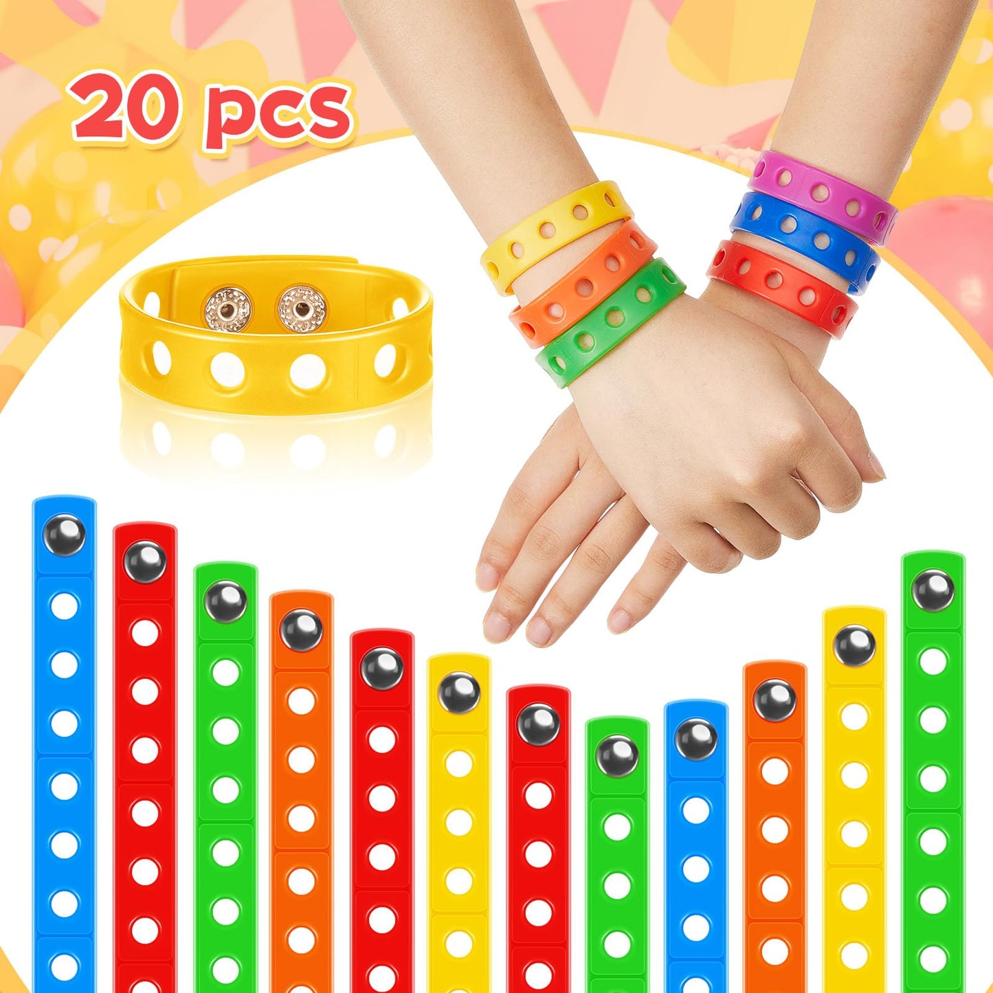 Aoriher 20 Pieces Silicone Charm Bracelets Kids Operation Christmas Silicone Wristband Gift Adjustable Rubber Bracelet with Hole