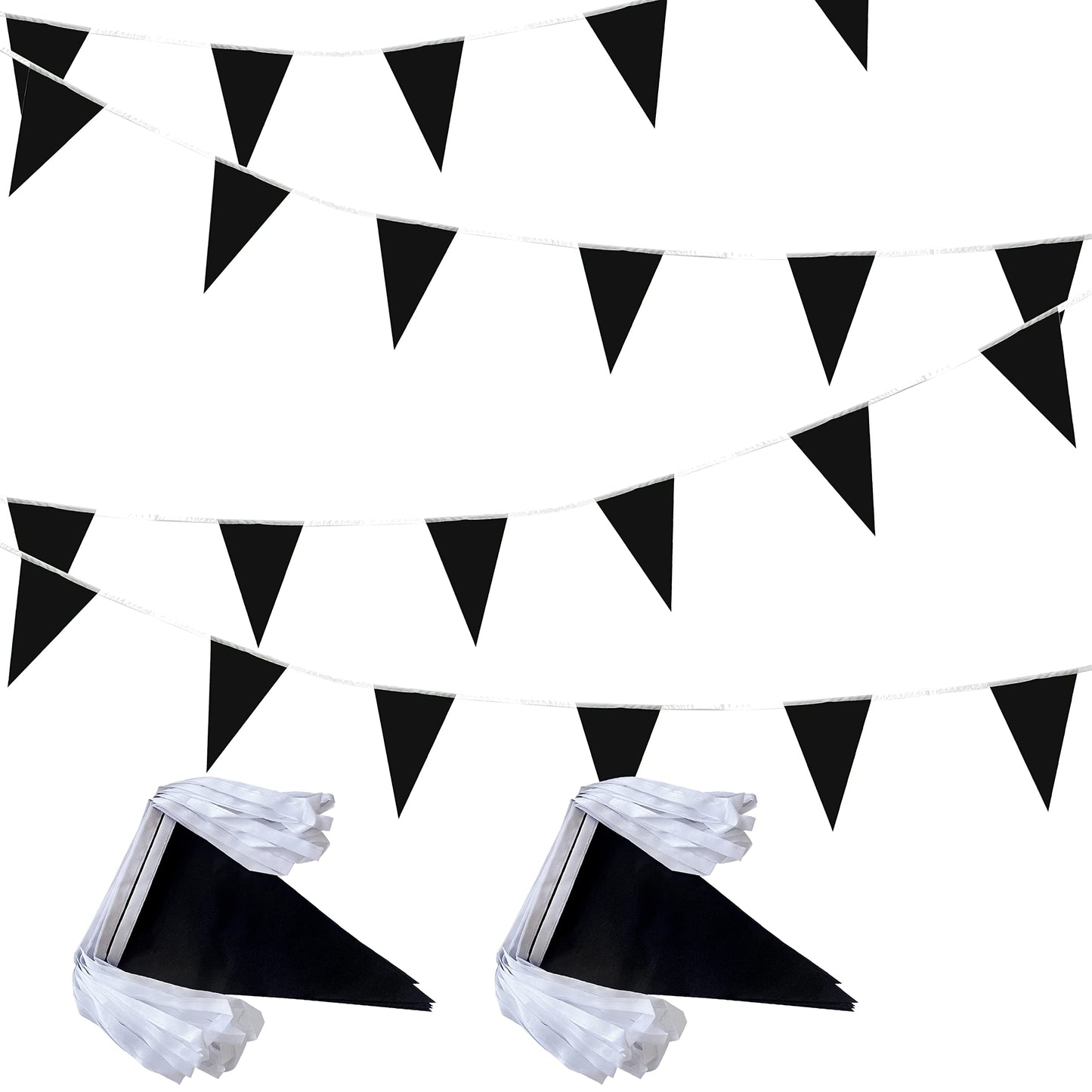 Lybutty 100 Feet Black Pennant Banners Flags String Hanging Triangle Bunting Flags,Party Decorations For Grand Opening,Kids Birt