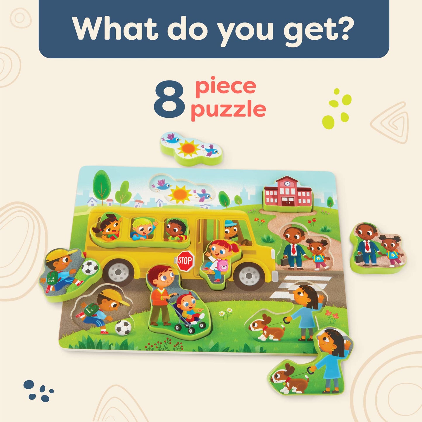 B. Toys- Peek & Explore - School Buschunky Puzzle – Puzzle For Toddlers, Kids – School Bus Puzzle – School, Bus, Students – 2 Years +