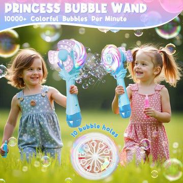 Britik Bubble Wands For Kids Age 4-8: Windmill Light Up Automatic Bubble Machine Rechargeable With 2 Bubble Solution Outdoor Par