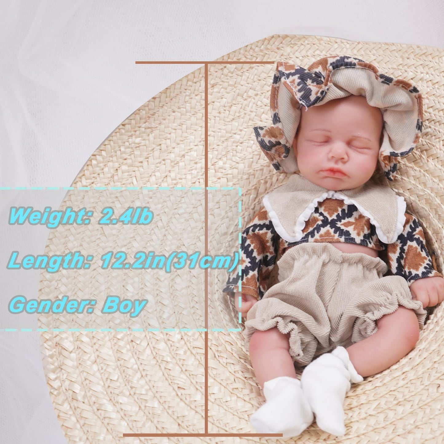 Kuiceo Reborn Baby Dolls That Lifelike -12 Inch Full Body Silicone Sleeping Baby Boy Handmade Face Realistic Body Details For Ch