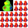 Leyndo 24 Pcs Glow in The Dark Spiderweb Rubber Duck Bulk Spiderweb Birthday Party Decoration Favors Squeaky Red Blue Duck for Bathtub Floating Pool Gifts Party Supplies