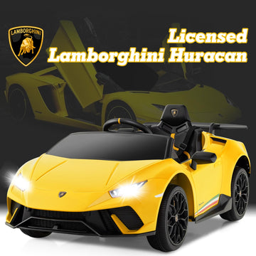 Licensed Lamborghini Huracan Ride on Car by INFANS, 12V Kids Electric Vehicle Battery Powered Toy with Remote Control, LED Light