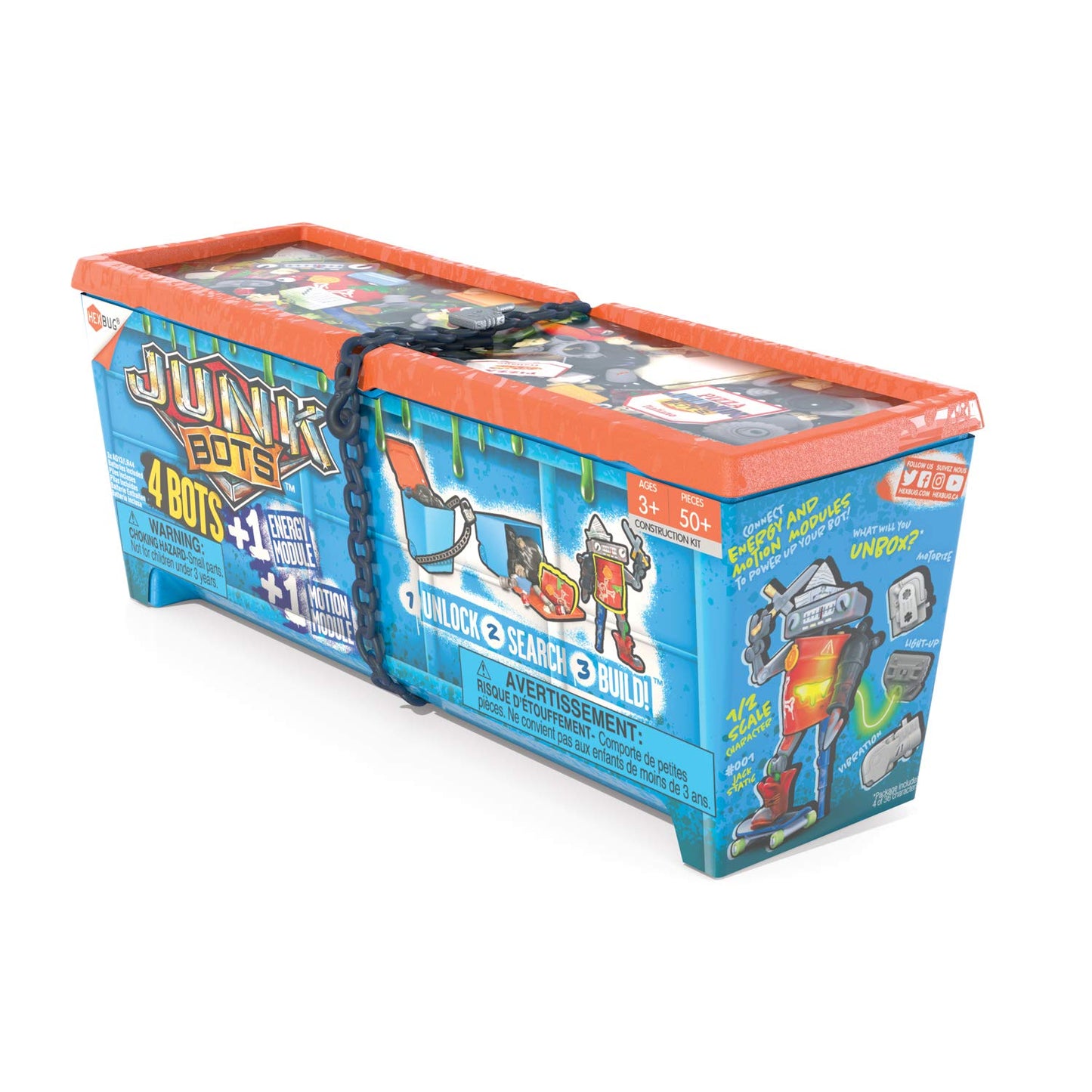 Hexbug Junkbots - Industrial Dumpster Assortment Kit - Surprise Toys In Every Box Lol With Boys And Girls - Alien Powered Toys For Kids - 50+ Pieces Of Action Construction Figures - For Ages 5 And Up