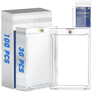 Dedc 30Ct Magnetic Card Holder With 100Pcs Team Bags One Touch Sleeves Card Protector Acrylic 35Pt Magnetic Card Holder For Trad